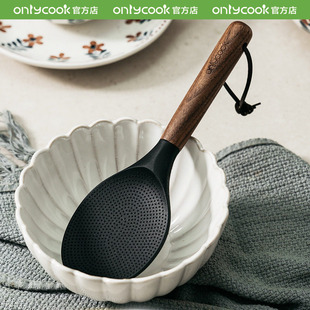 onlycook食品级硅胶饭勺不易粘米饭铲子电饭煲饭铲木柄饭勺子盛饭