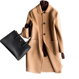 清仓断码处理减龄新款手缝高端双面羊绒大衣中长纯羊毛女外套