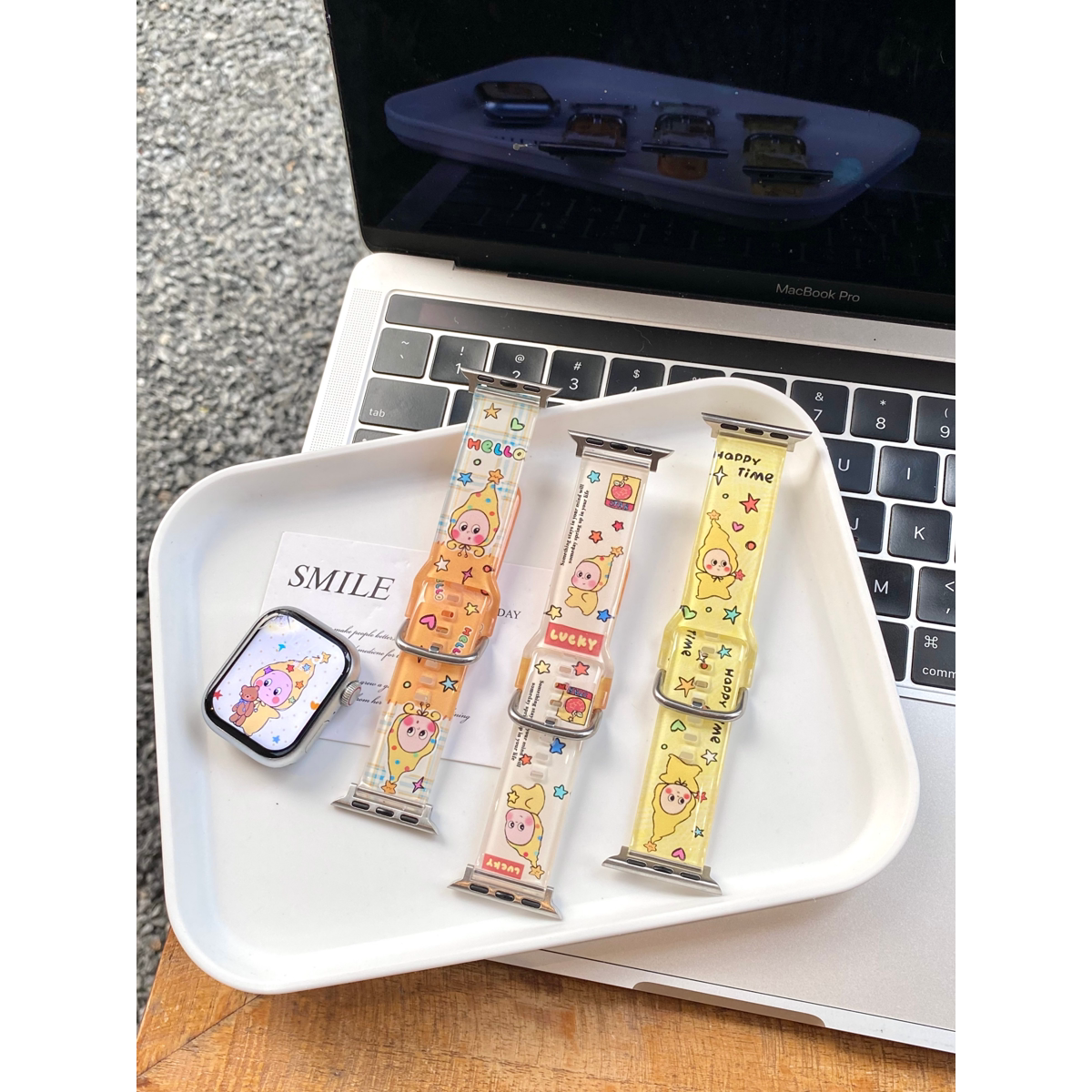 摘星星人TPU表带适用苹果S10/华为GT5双扣卡通可爱少女心运动腕带