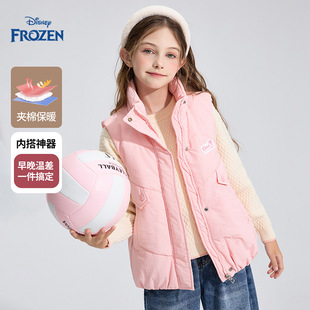Disney 宝宝背心女童棉服外穿加棉外套上衣 迪士尼马甲儿童冬季
