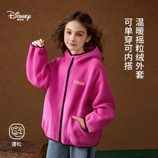 摇粒绒上衣 女童外套冬宝宝外套2025新款 disney 迪士尼童装