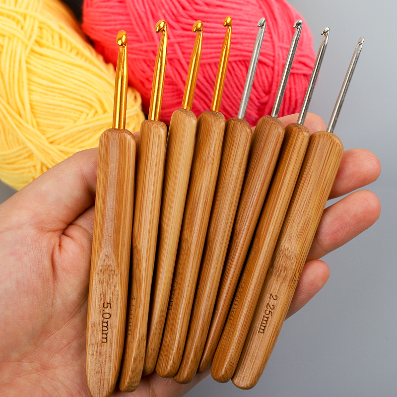 竹柄钩针DIY手工编织工具