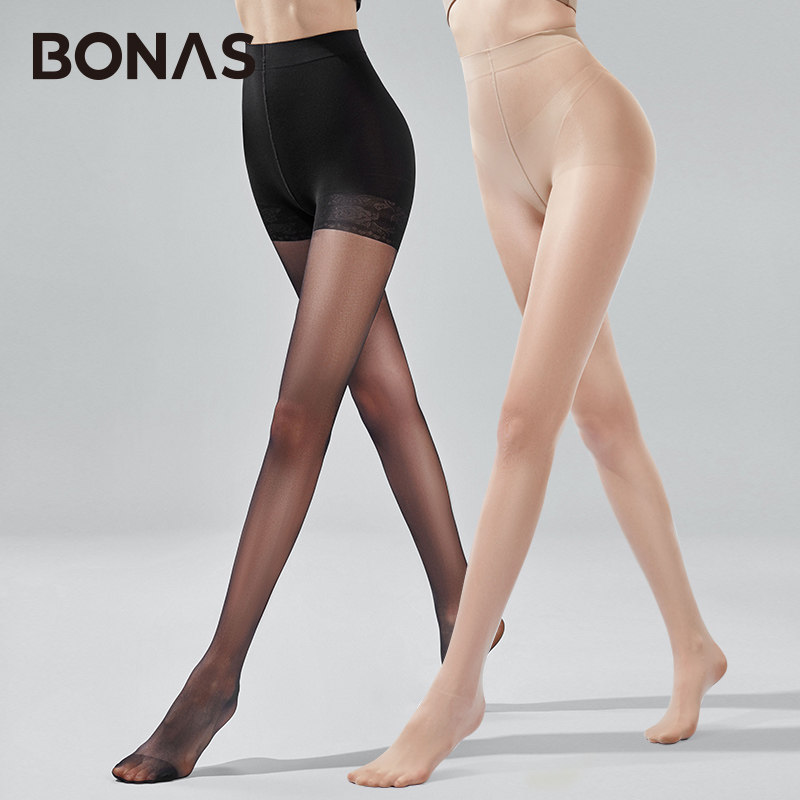 宝娜斯丝袜女薄款夏季肉色黑色连裤袜防勾丝防狼袜安全裤二合一
