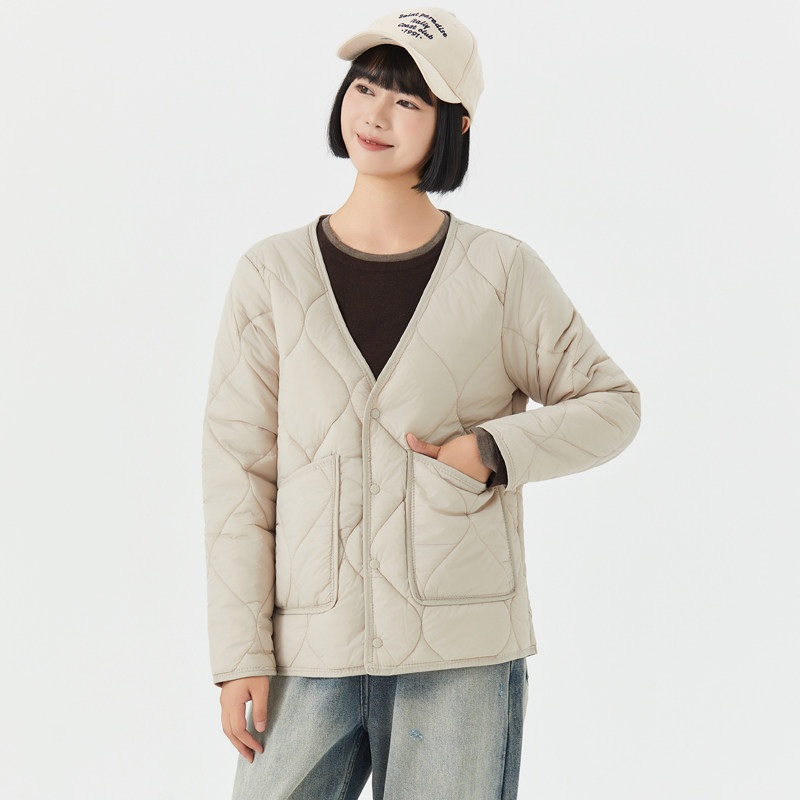 棉衣女短款大V领保暖内胆