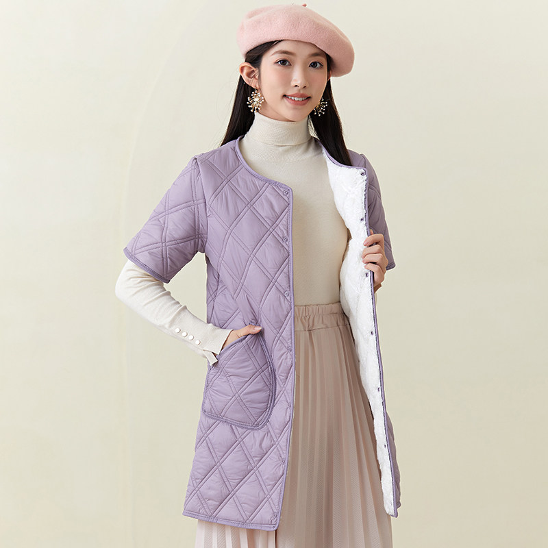 短款打底棉服衫宣修身