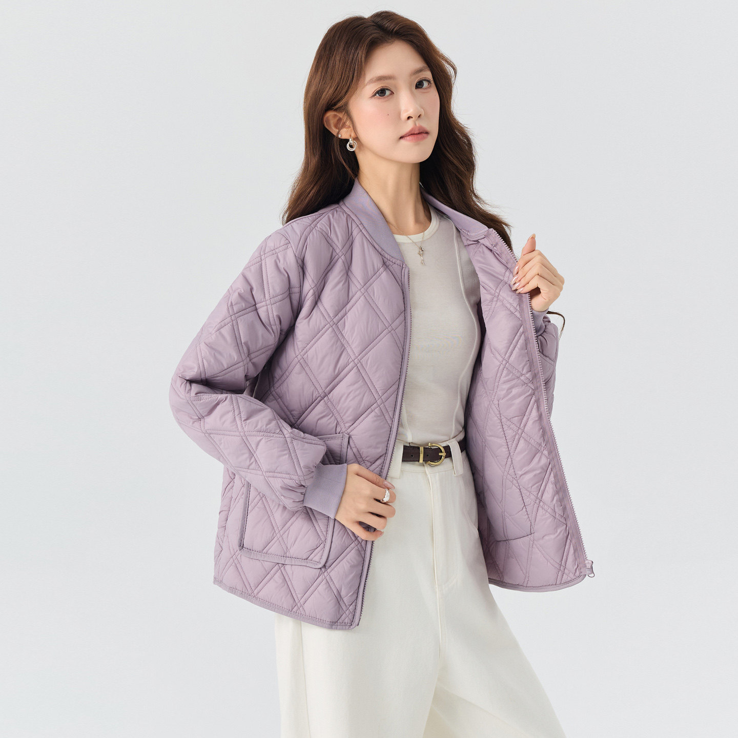 秋冬女短款轻薄棉服内搭