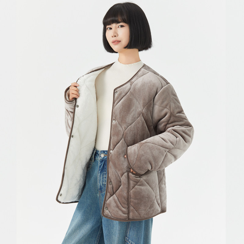 棉衣女加绒秋冬保暖羽绒棉内胆打底内穿小棉袄妈妈装防寒棉服内搭