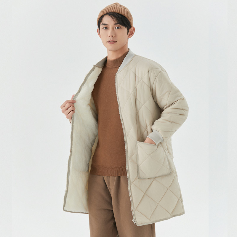 加绒加厚长款棉服打底
