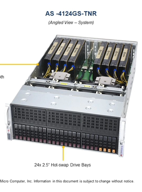 GPU服务器主机 超微AS-4124GS-TNR EPYC PCIE4.0 8路 3080 2080TI