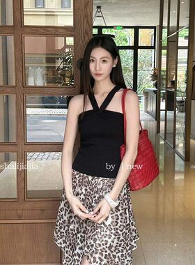 LS 优雅时尚修身挂脖针织小衫广州十三行2026夏季新款上衣60086#