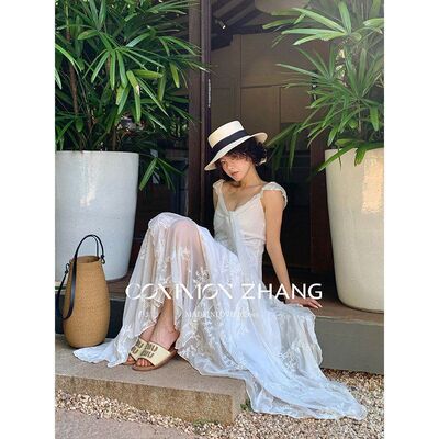 CZZHANG春网纱蕾丝拼接领吊带女