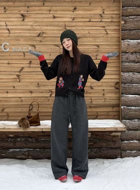 ICC 氛围感百搭运动卫裤保暖宝宝绒束脚休闲裤女广州十三行1760