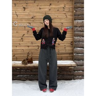 女广州十三行1760 保暖宝宝绒束脚休闲裤 ICC 氛围感百搭运动卫裤