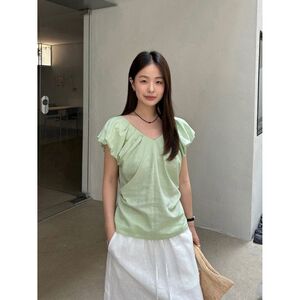 TG初恋夏天韩系百搭领花苞袖抽