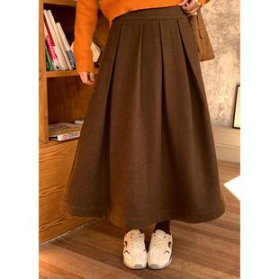 衣尔衫 柏林假期 呢子厚款大裙摆氛围感半身裙女高腰中场裙0760