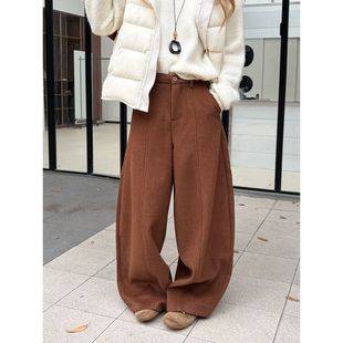 女松弛感简约阔腿休闲裤 ICC 型弯刀裤 复合绒大版 十三行1534 冬季