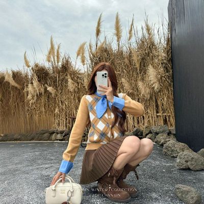 topchanlin2025冬复古设计感菱格