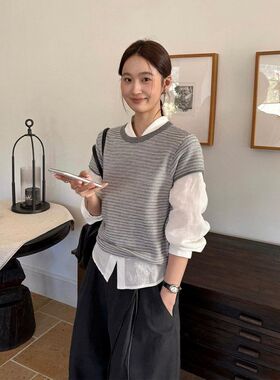 TG 低调简约百搭羊毛混纺圆领短袖针织衫女2026初春新款上衣26278