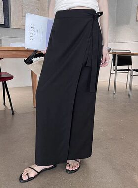 [初打]十三行夏亚麻天丝绑带一片式设计通勤百搭半身裙女BQA6089