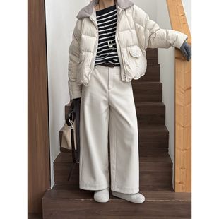 女小个子阔腿裤 加厚宝宝绒简约显瘦九分直筒裤 十三行1532 冬季 ICC