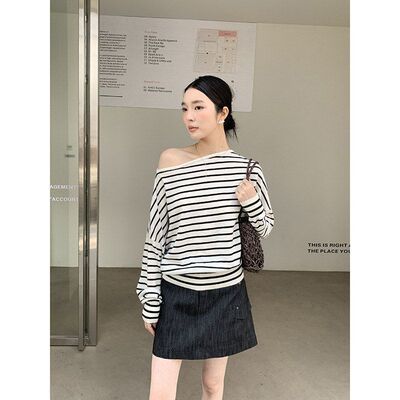 MMCDITION露肩针织衫女春季新款