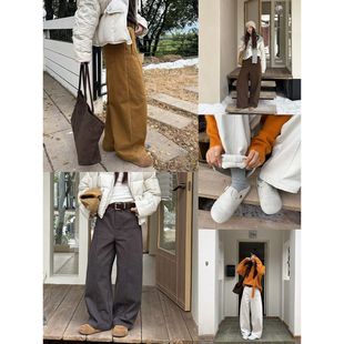 女十三行冬款 ICC 分割立体茧型阔腿裤 雪尼尔绒显瘦休闲裤 1373 厚款