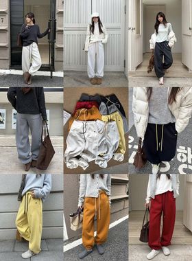 ICC 八色 冬季加厚宝宝绒束脚运动裤字母刺绣休闲卫裤十三行1188