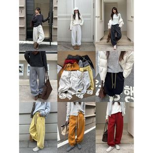 字母刺绣休闲卫裤 ICC 加厚宝宝绒束脚运动裤 冬季 十三行1188 八色