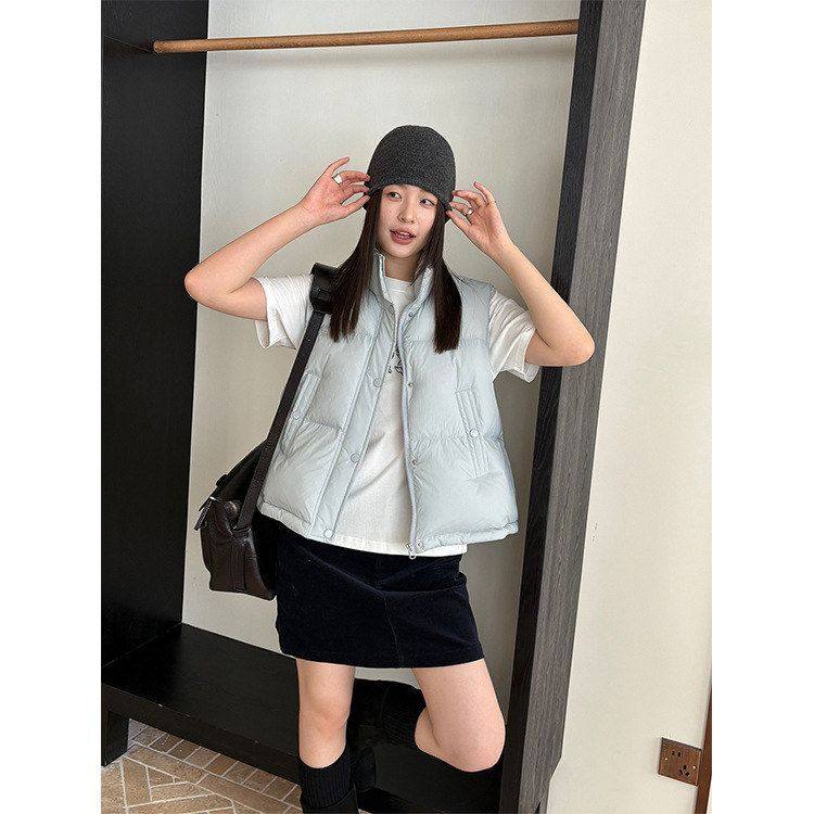 TG休闲蓬松无袖羽绒立领马甲女