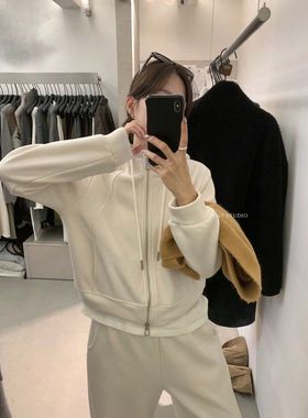 【MISS密思】韩系休闲风奥粒绒加厚卫衣外套+抽绳卫衣裤套装K5646