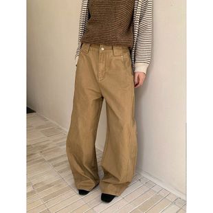 女cx8170 女宽松分割休闲阔腿裤 誉一新款 2025秋冬设计感弯刀牛仔裤