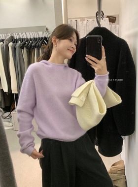 【MISS密思家】高品质简约超百搭浣熊绒暖和连帽保暖毛衣M05101