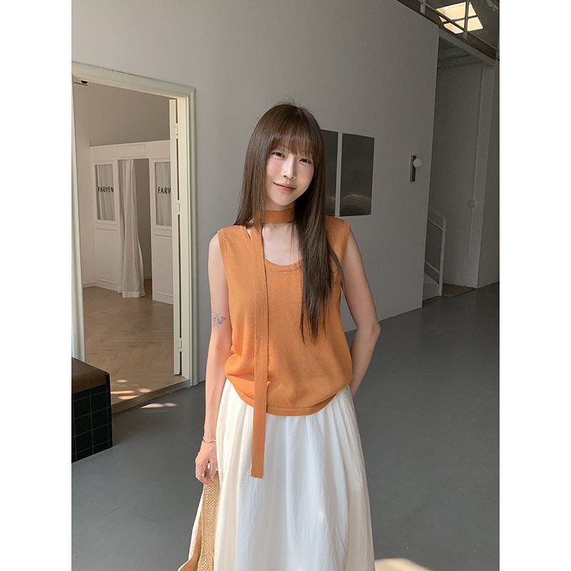 MMC DITION冰丝针织衫女装夏季新款薄宽松高级感外穿背心无袖上衣