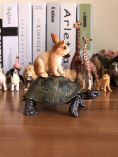 正版 德国思乐乌龟陆龟兔赛跑野生动物模型儿童玩具认知绘本摆件