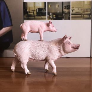 正版德国思乐母猪小猪玩具农场动物模型公仔摆件儿童玩具早教认知