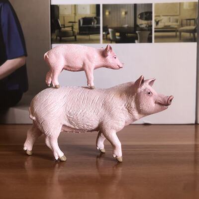 正版德国思乐母猪小猪玩具农场动物模型公仔摆件儿童玩具早教认知