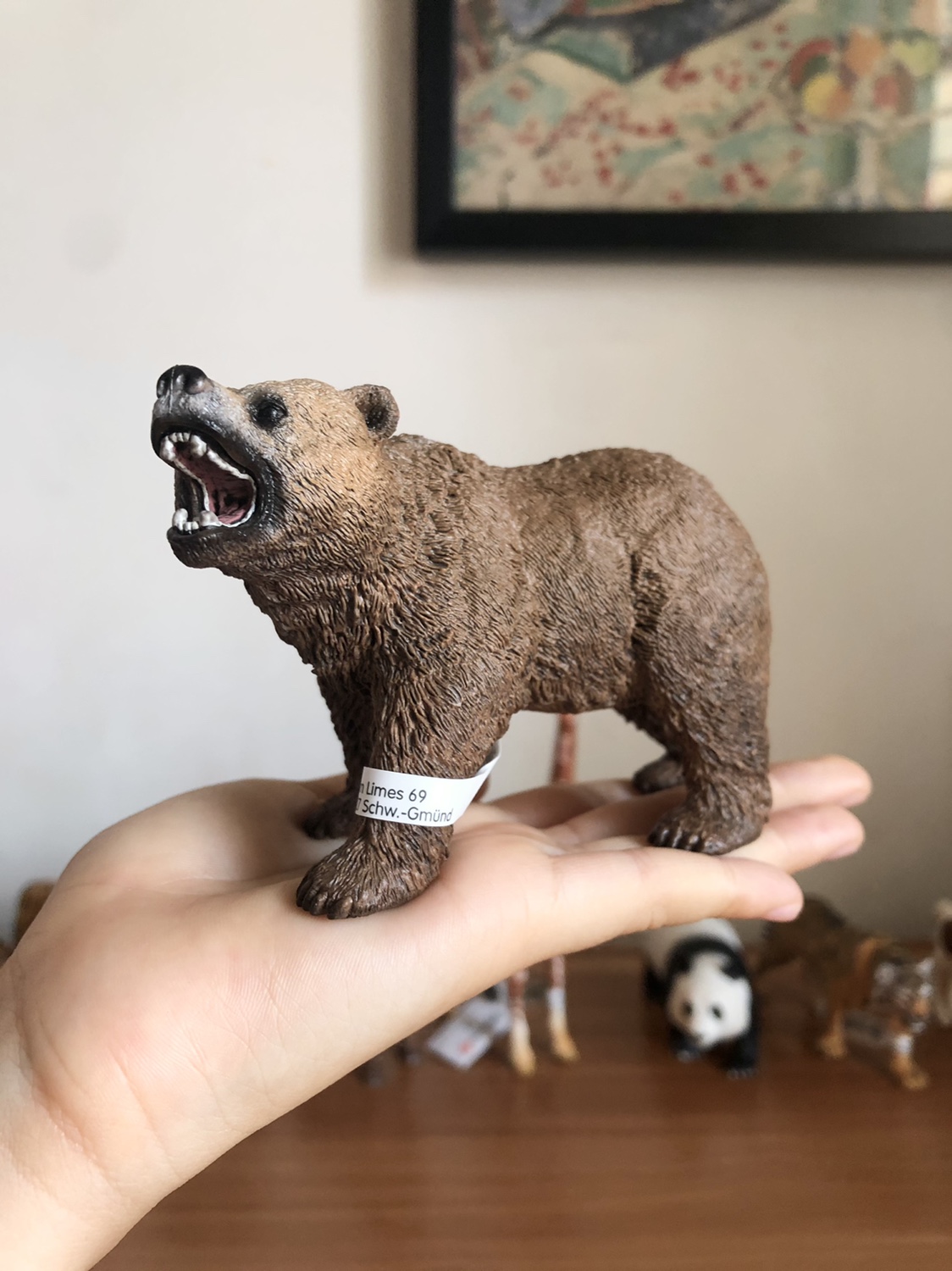 正版德国思棕熊野生动物模型儿童玩具早教认知绘本摆件