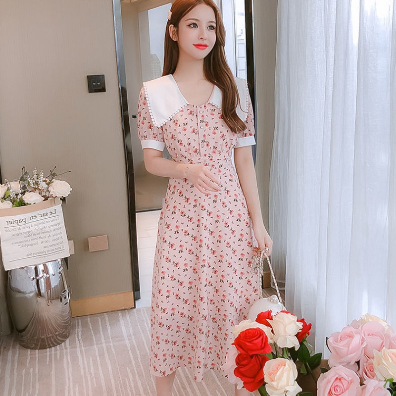 新款夏季碎花雪纺韩版仙女超仙森系显瘦小个子气质长裙2020连衣裙