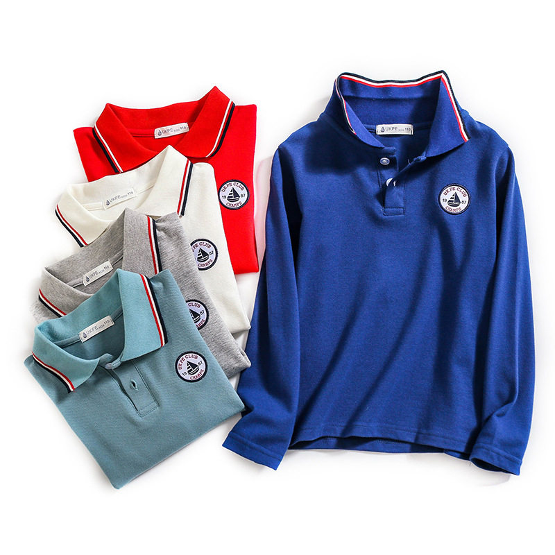 韩版童装百搭薄款男童春装T恤长袖儿童体恤春秋POLO衫