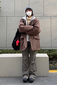 2024冬潮牌假两件连帽中长款厚棉衣my9265p155控198图片