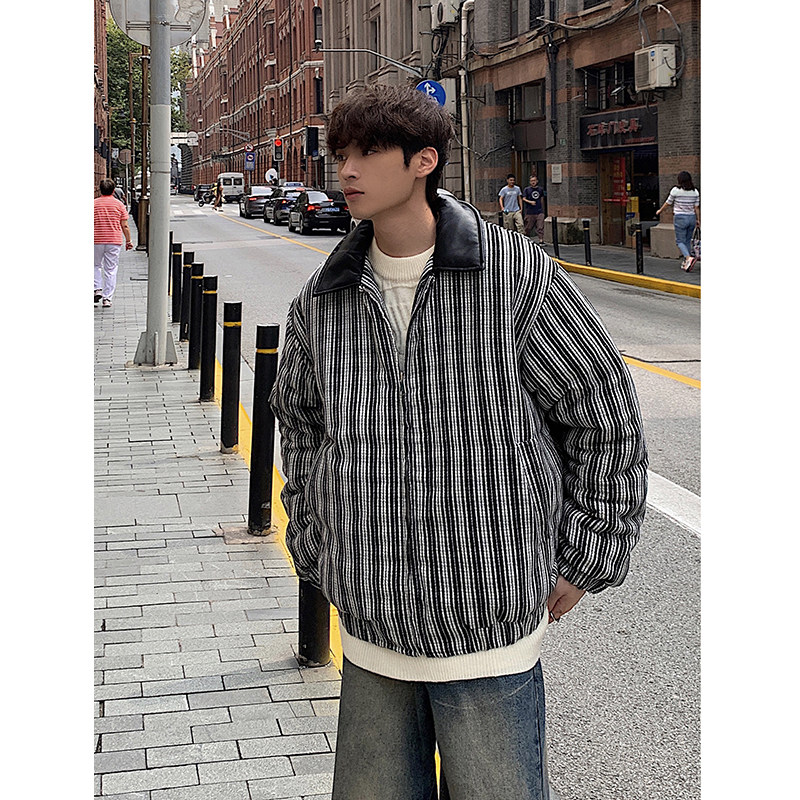 2024秋冬皮领翻领条纹棉衣棉服MY9256P125100聚酯纤维,男装棉衣,电商A138B