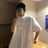 2023纯色工装男女短袖衬衣c3063p45控58，男装衬衫，电商A138B