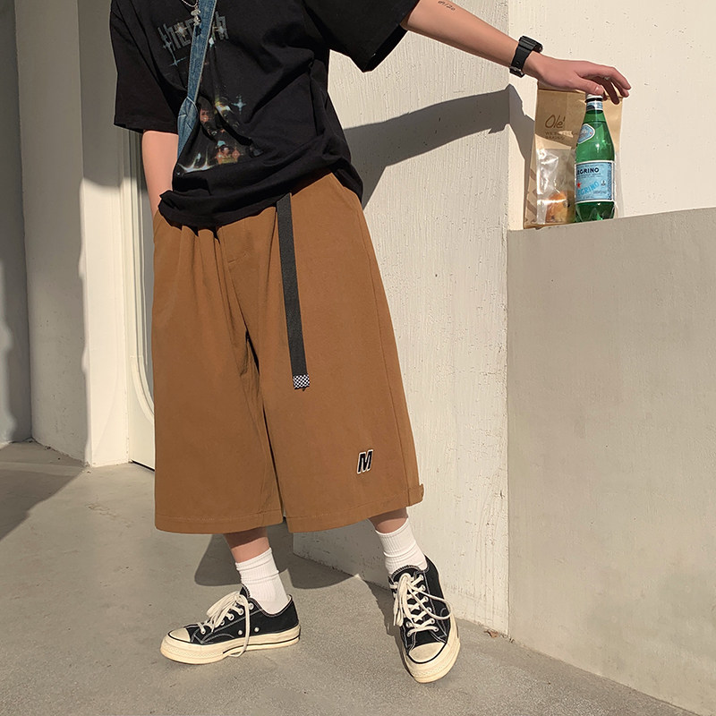宽松直筒休闲青少年工装美式刺绣七分裤男女休闲裤k7182p58控68,男装休闲裤,电商A138B