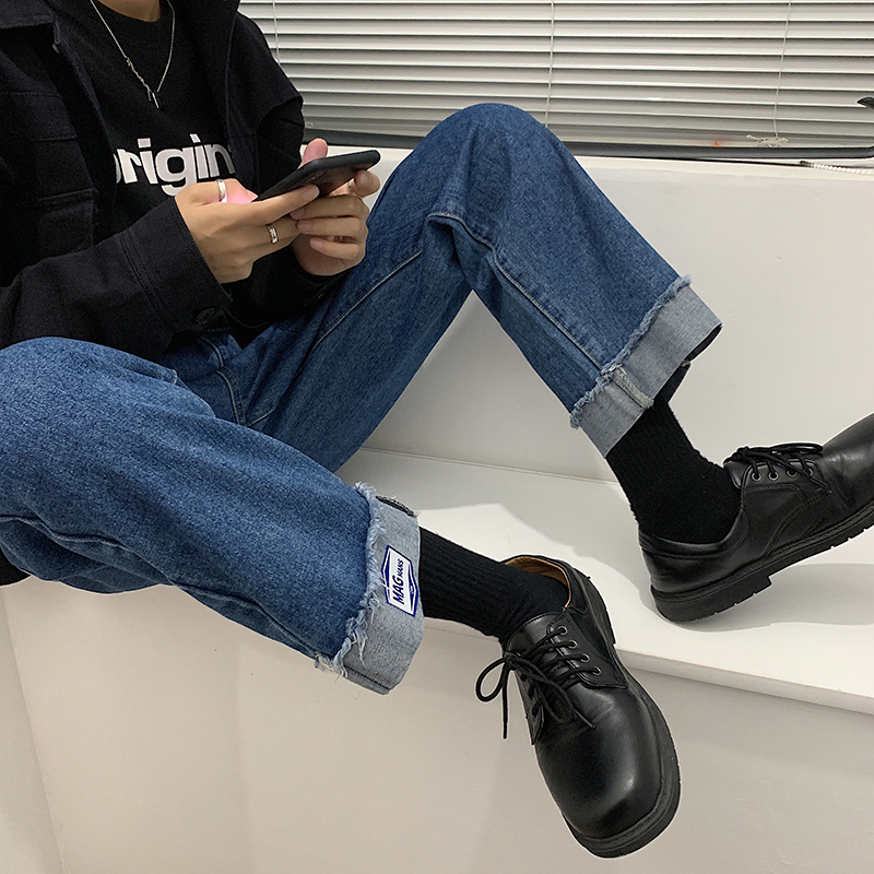 Autumn and winter Vintage washed jeans simple fashion men's straight youth jeans pants