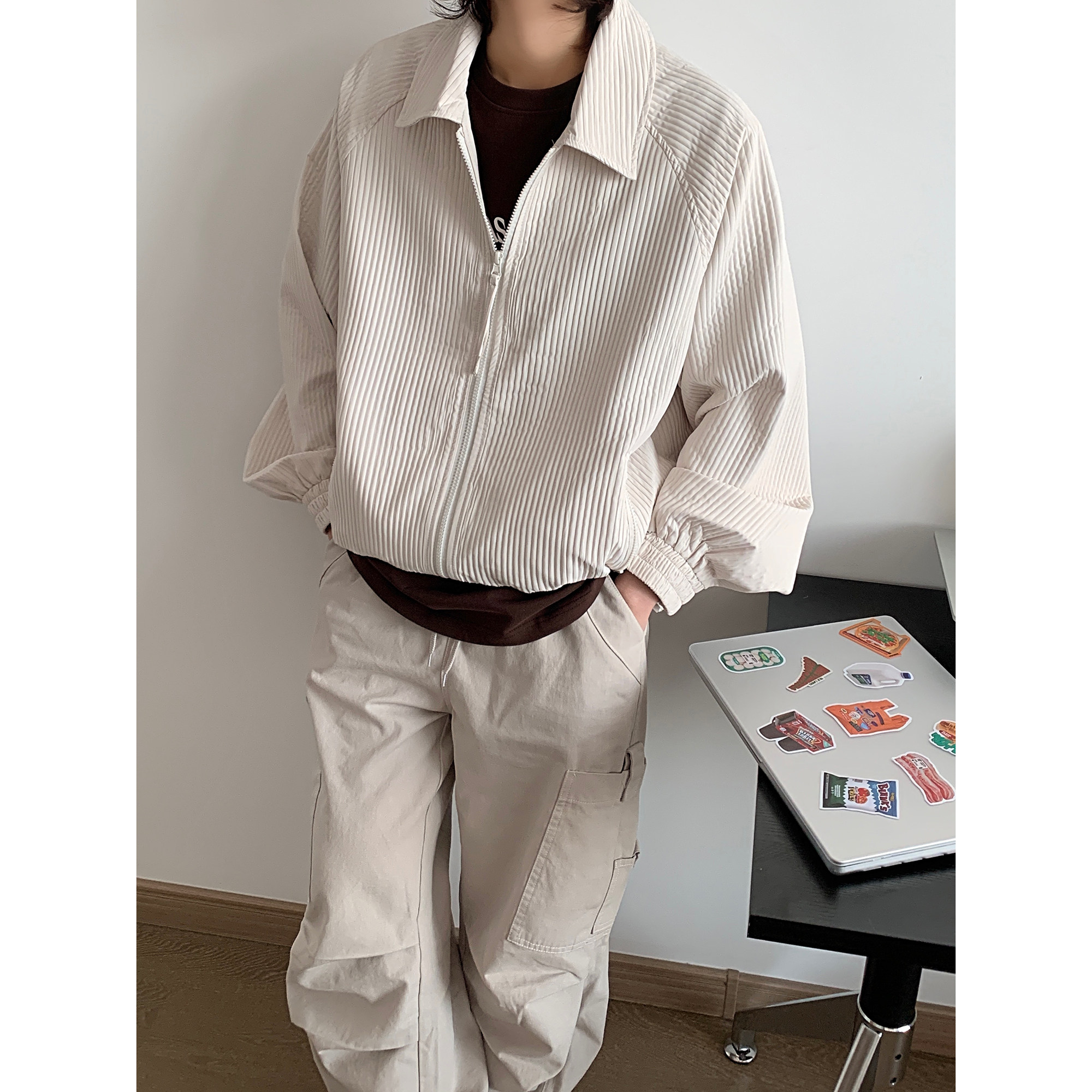 日系复古宽松翻领春秋新款设计感小众休闲百搭上衣潮jk9273p98,男装夹克,电商A138B