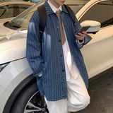 2024中长款条纹阔版牛仔风衣fy9161p118，男装风衣，电商A138B
