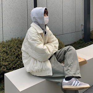 羊羔毛领菱格潮牌短款棉衣外套my9267p138控168图片