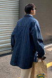 2024中长款条纹阔版牛仔风衣fy9161p118，男装风衣，电商A138B