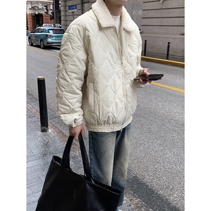 2024冬羊羔毛菱格短款棉服棉衣MY9267P138 100聚酯纤维图片