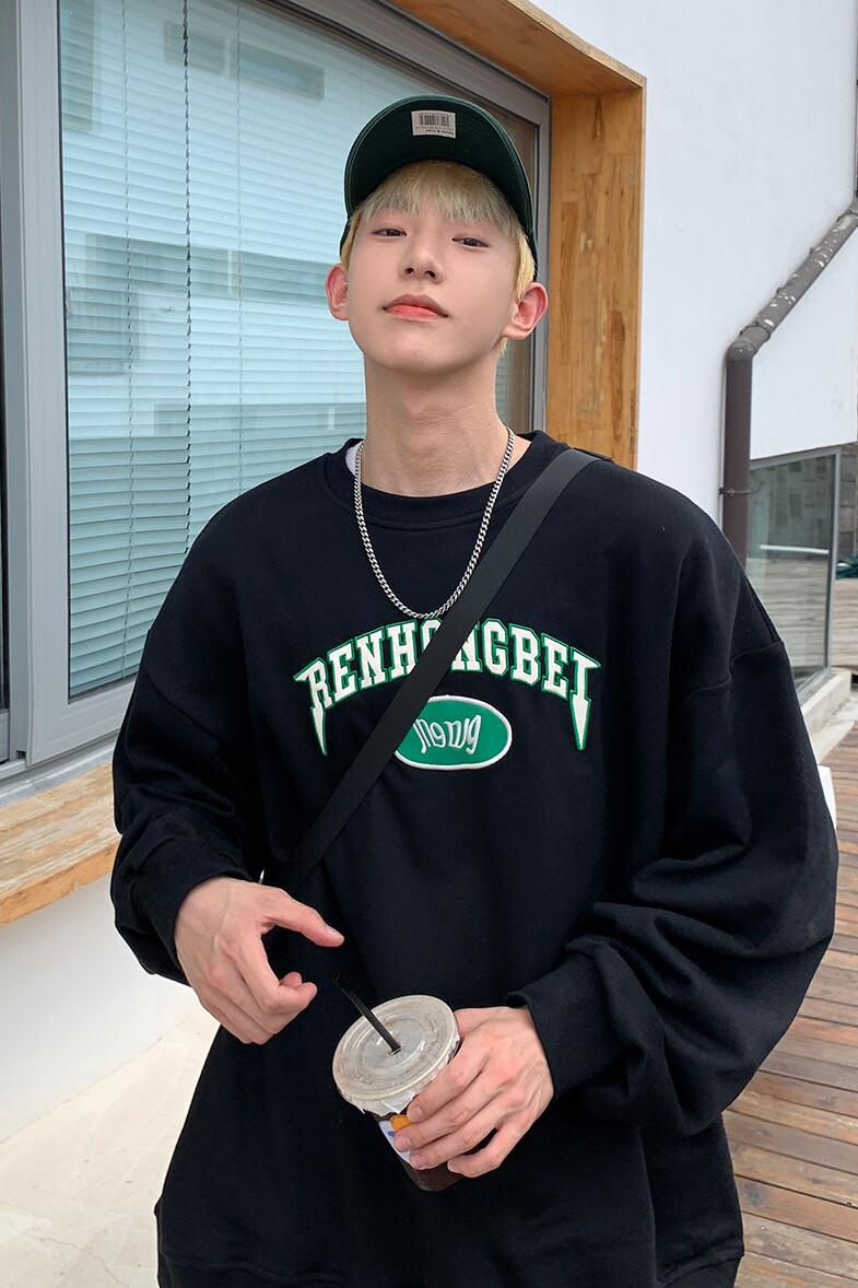 日系美式街头潮贴皮绣卫衣w5067p68控88,男装卫衣,电商A138B